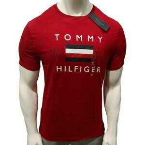 NWT TOMMY HILFIGER AUTHENTIC MENS RED CREW NECK SHORT SLEEVE T-SHIRT SIZE S M